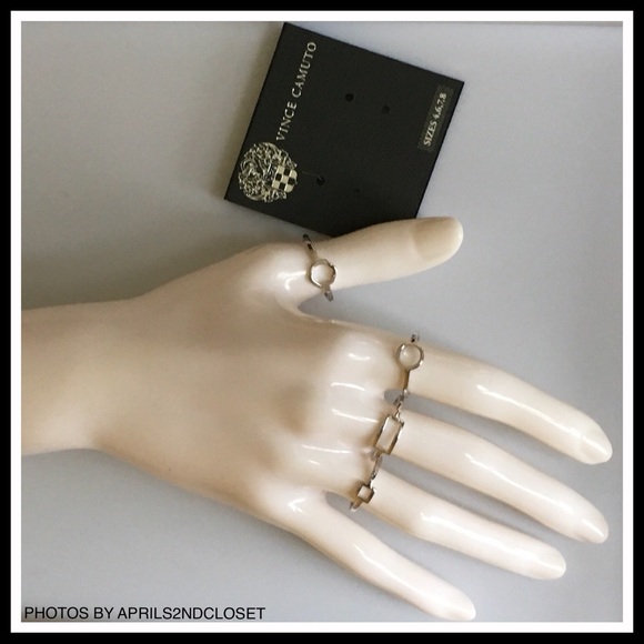 VINCE CAMUTO 4 SET STACKABLE GEO SILVER RINGS A2C - Picture 2 of 8